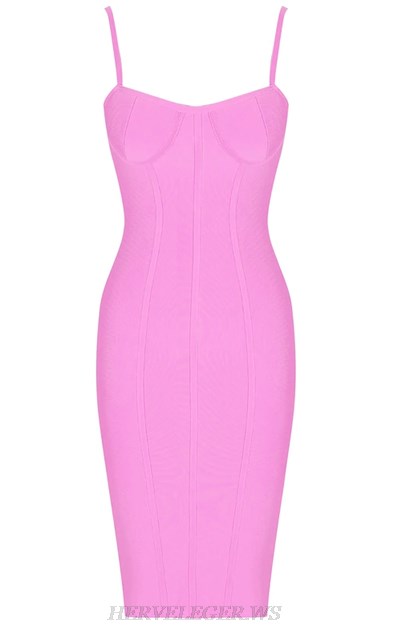 Herve  Leger Pink Structured Bustier Bandage Dress