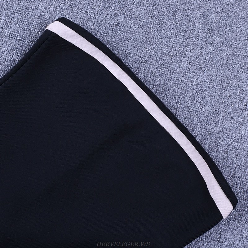 Herve Leger Black And White Strapless Bandeau Bandage Dress