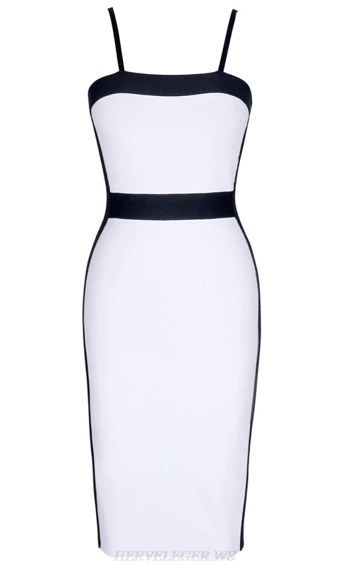 Herve Leger Black And White Colorblock Bandage Dress