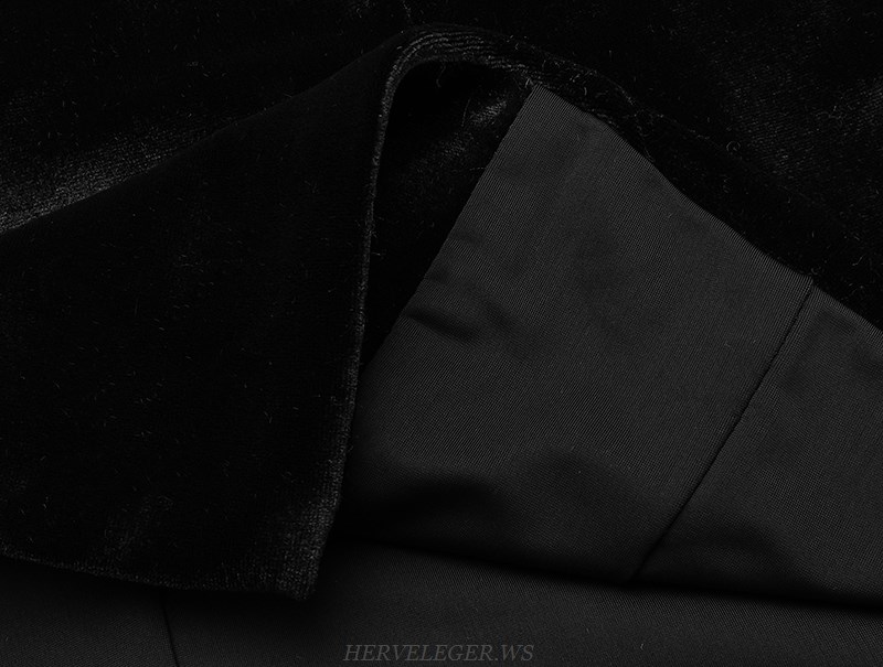 Herve Leger Black V Neck Embroidered Blazer Dress