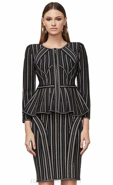 Herve Leger Long Sleeve Peplum Two Piece Bandage Dress Herve Leger Long Sleeve Peplum Two Piece Bandage Dress