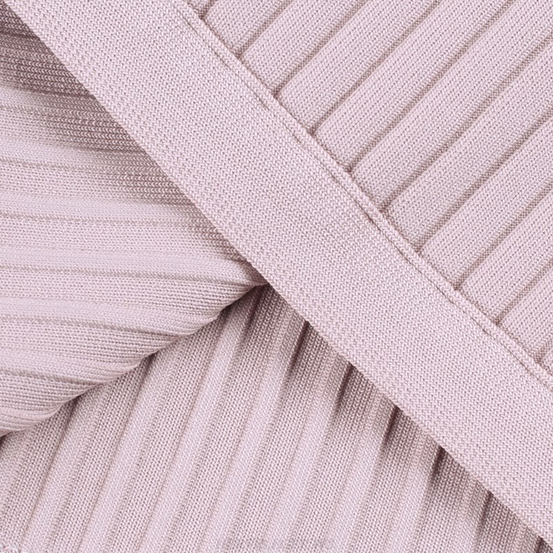 Herve Leger Nude Long Sleeve Ribbed Bandage Dress