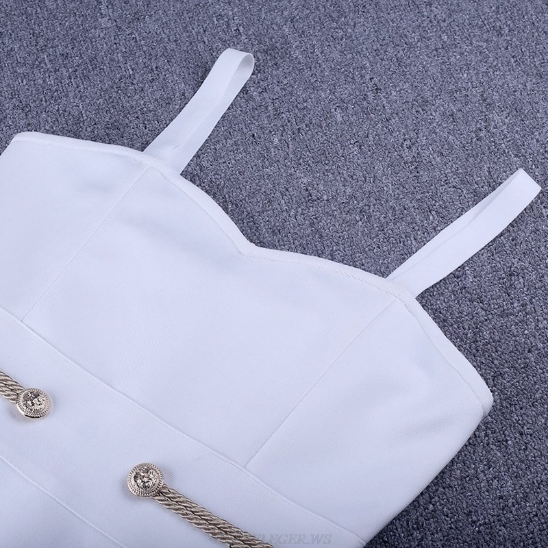 Herve Leger White Officer Slit Bandage Dress