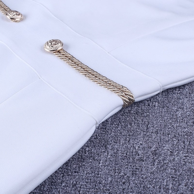 Herve Leger White Officer Slit Bandage Dress