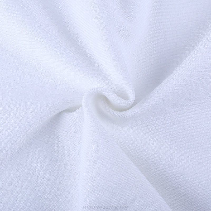 Herve Leger White Officer Slit Bandage Dress