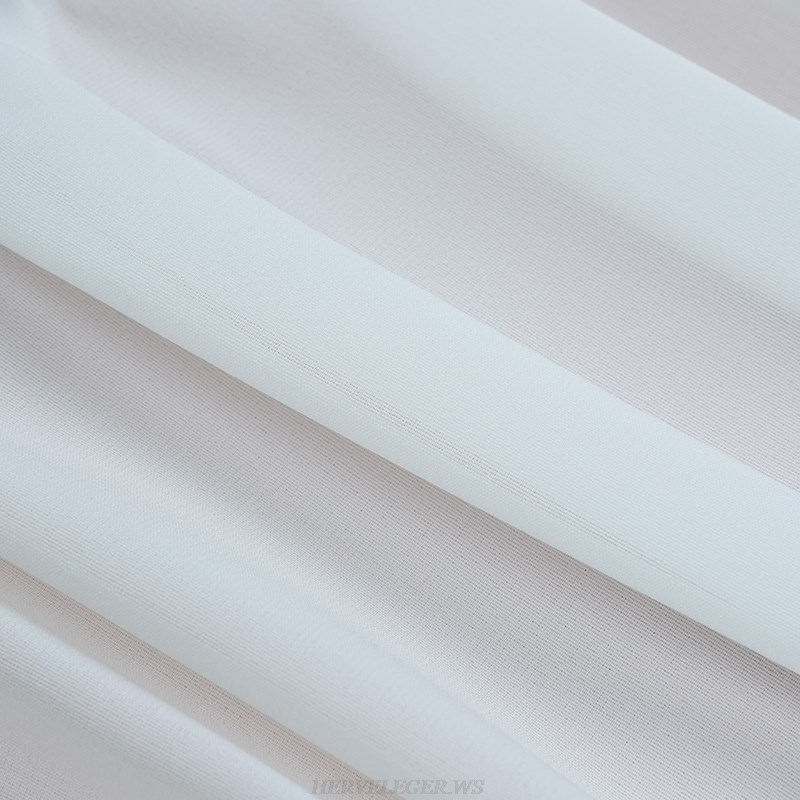 Herve Leger White Ruched Bandage Dress
