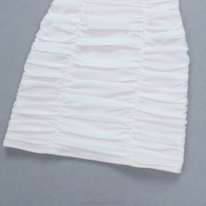 Herve Leger White Ruched Bandage Dress
