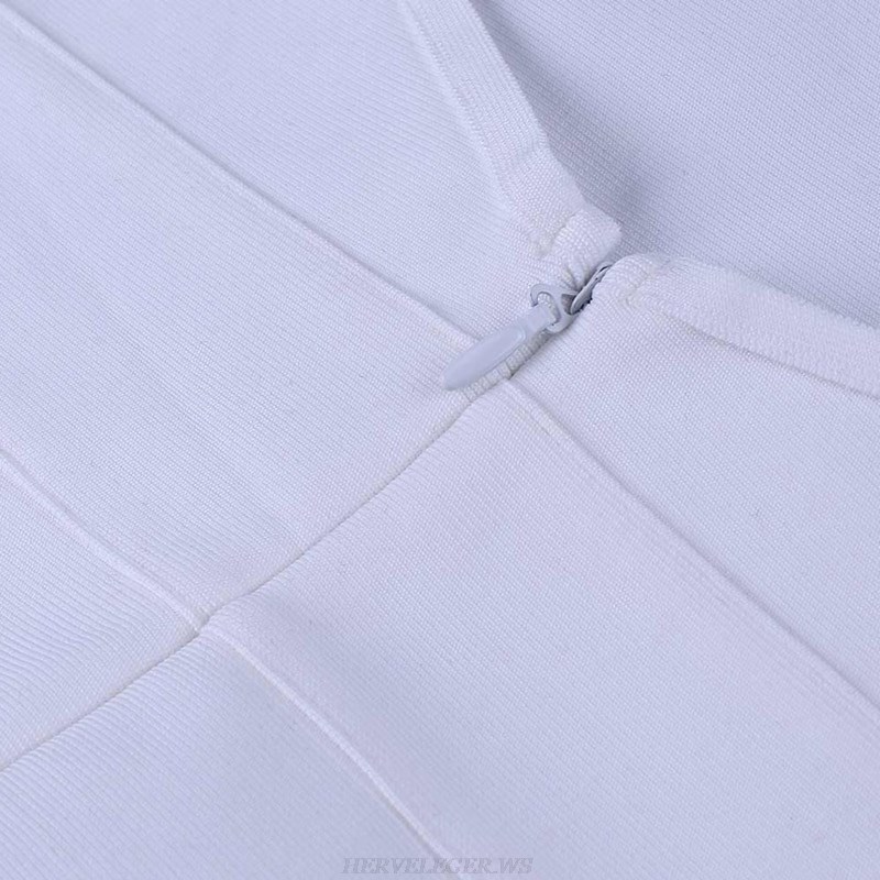 Herve Leger White Brown Slit Bandage Dress