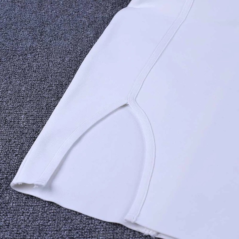Herve Leger White Brown Slit Bandage Dress