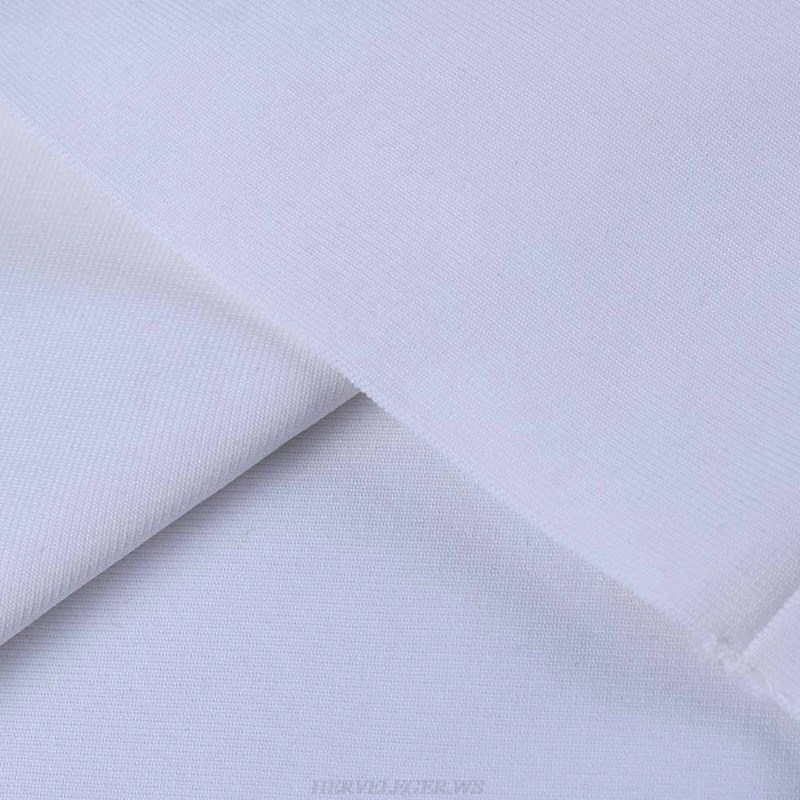 Herve Leger White Brown Slit Bandage Dress