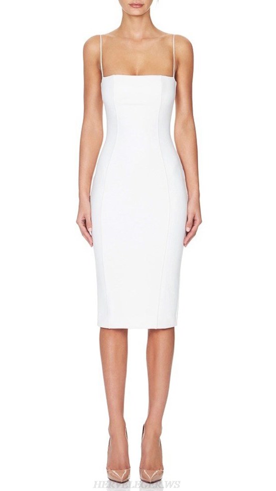 Herve Leger White Straps Strapless Bandage Dress Herve Leger White Straps Strapless Bandage Dress