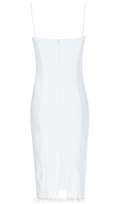 Herve Leger White Straps Strapless Bandage Dress