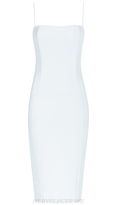 Herve Leger White Straps Strapless Bandage Dress