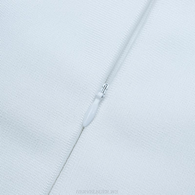 Herve Leger White Straps Strapless Bandage Dress