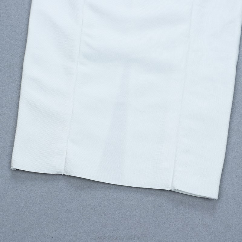 Herve Leger White Straps Strapless Bandage Dress