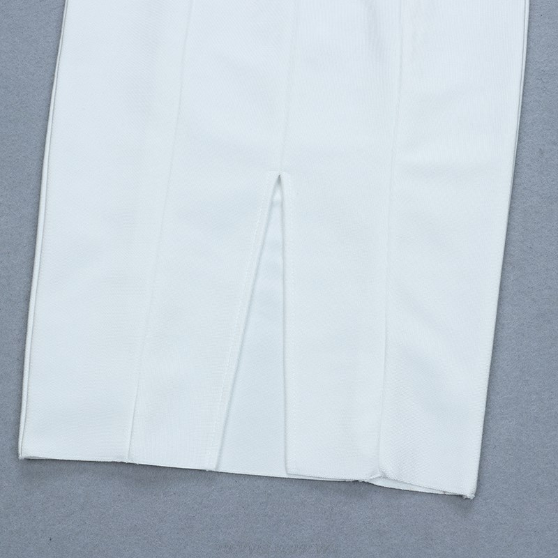 Herve Leger White Straps Strapless Bandage Dress