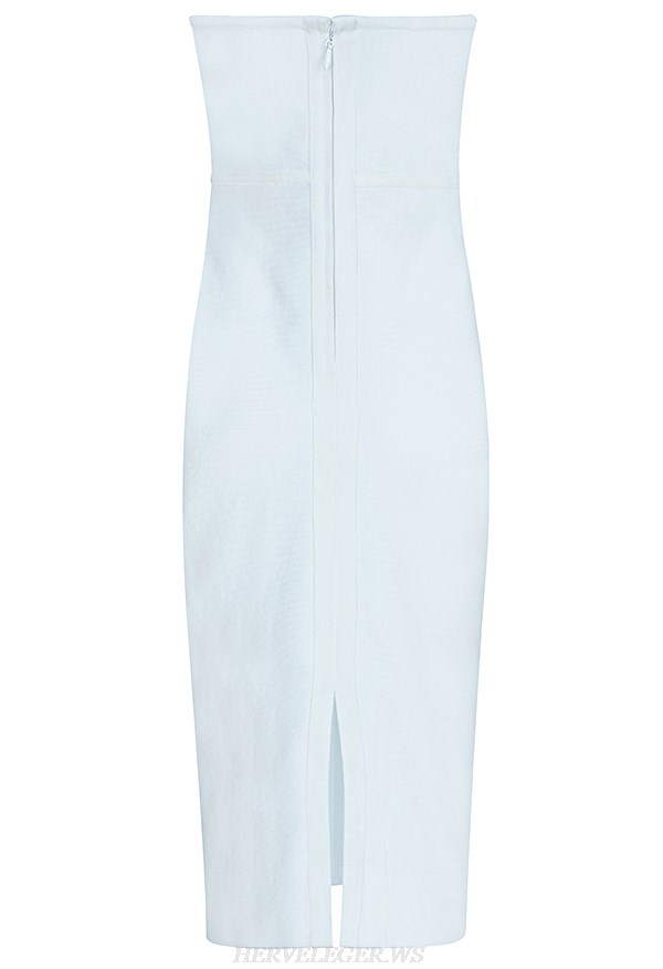 Herve Leger White Button Bandeau Bandage Dress