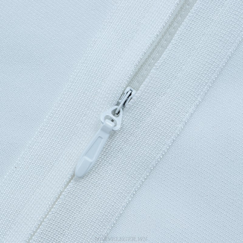 Herve Leger White Button Bandeau Bandage Dress