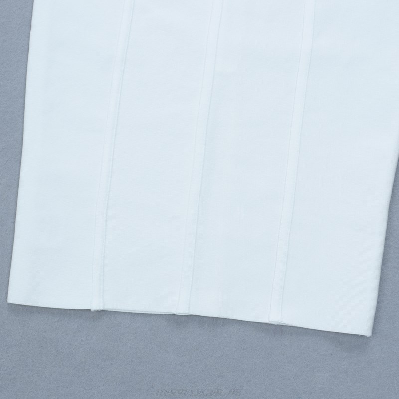 Herve Leger White Button Bandeau Bandage Dress