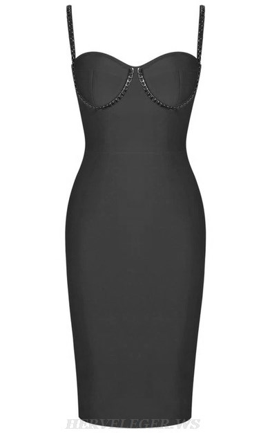 Herve Leger Black Chain Bustier Bandage Dress Herve Leger Black Chain Bustier Bandage Dress
