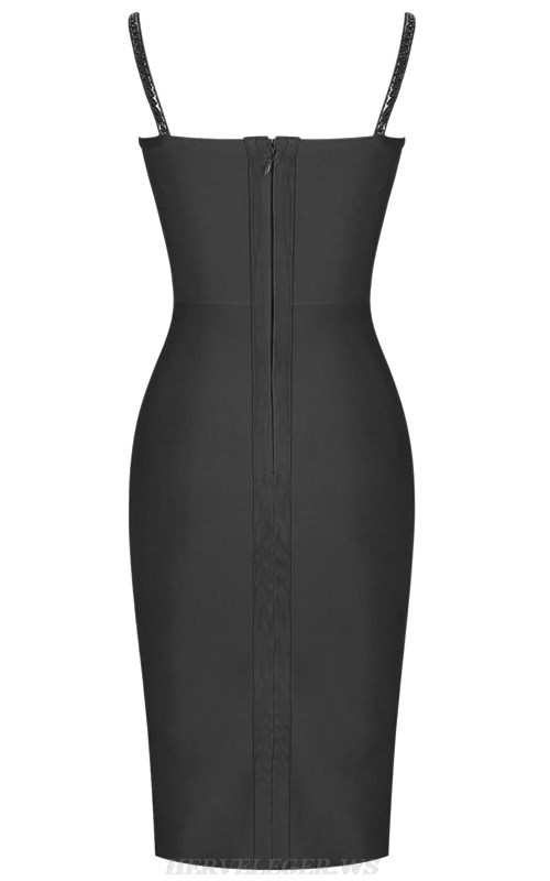 Herve Leger Black Chain Bustier Bandage Dress