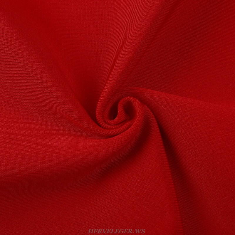Herve Leger Red Chain Bustier Bandage Dress