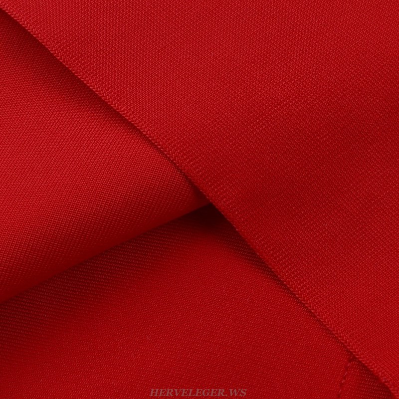 Herve Leger Red Chain Bustier Bandage Dress