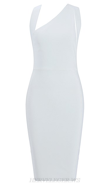 Herve Leger White Asymmetric Bandage Dress Herve Leger White Asymmetric Bandage Dress