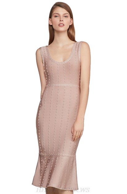 Herve Leger Nude Fluted Bandage Dress Herve Leger Nude Fluted Bandage Dress