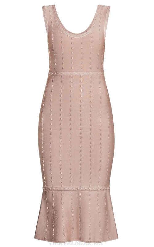 Herve Leger Nude Fluted Bandage Dress