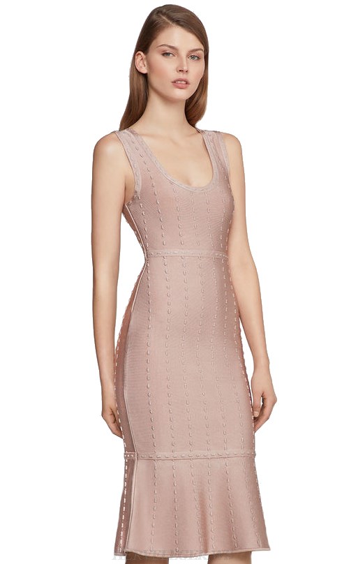 Herve Leger Nude Fluted Bandage Dress