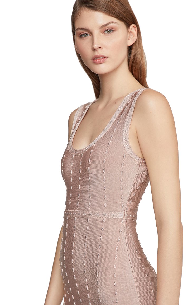 Herve Leger Nude Fluted Bandage Dress