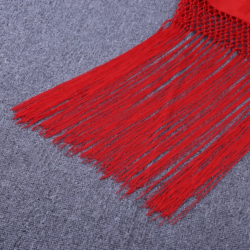 Herve Leger Red Fringe Crochet Bandage Dress