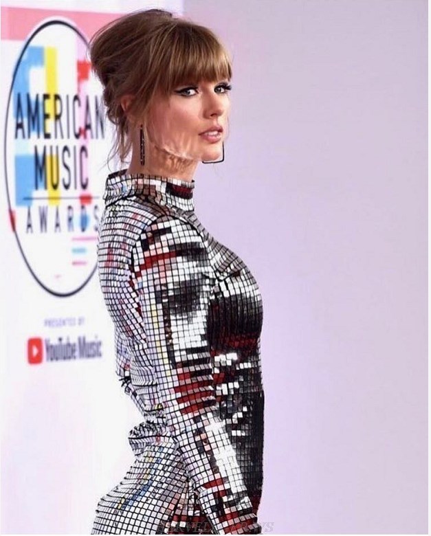 Herve Leger Silver Long Sleeve Mirrored Stars Dress