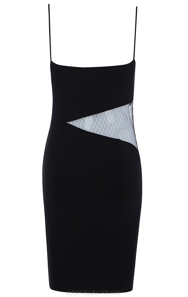 Herve Leger Black Mesh Bandage Dress