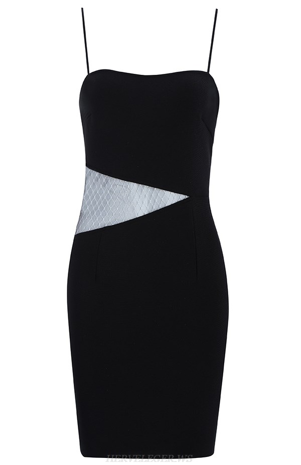 Herve Leger Black Mesh Bandage Dress