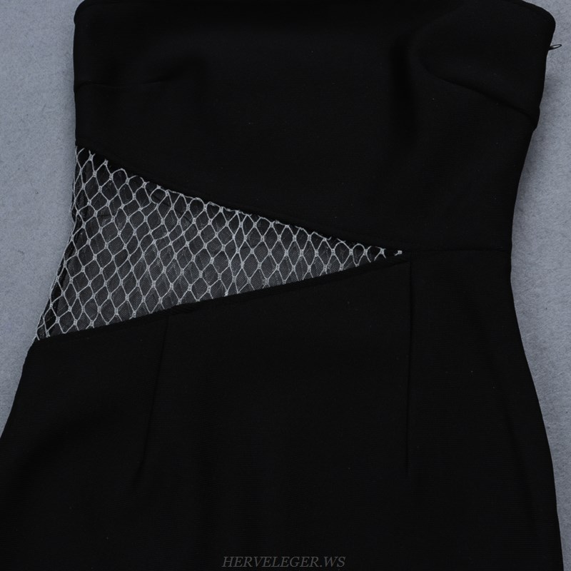 Herve Leger Black Mesh Bandage Dress