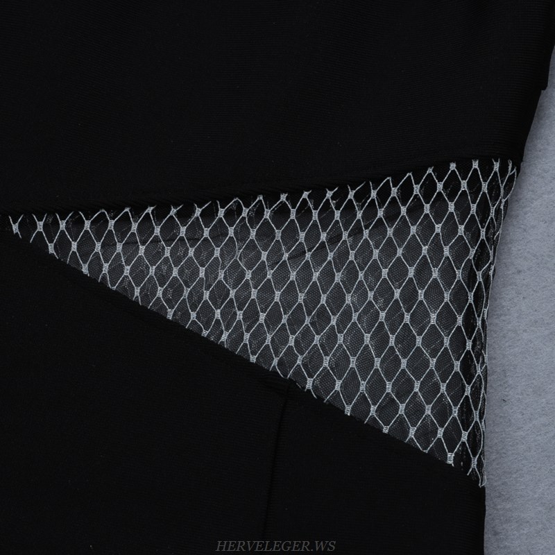 Herve Leger Black Mesh Bandage Dress