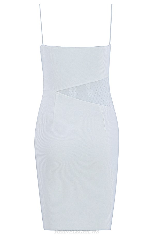 Herve Leger White Mesh Bandage Dress