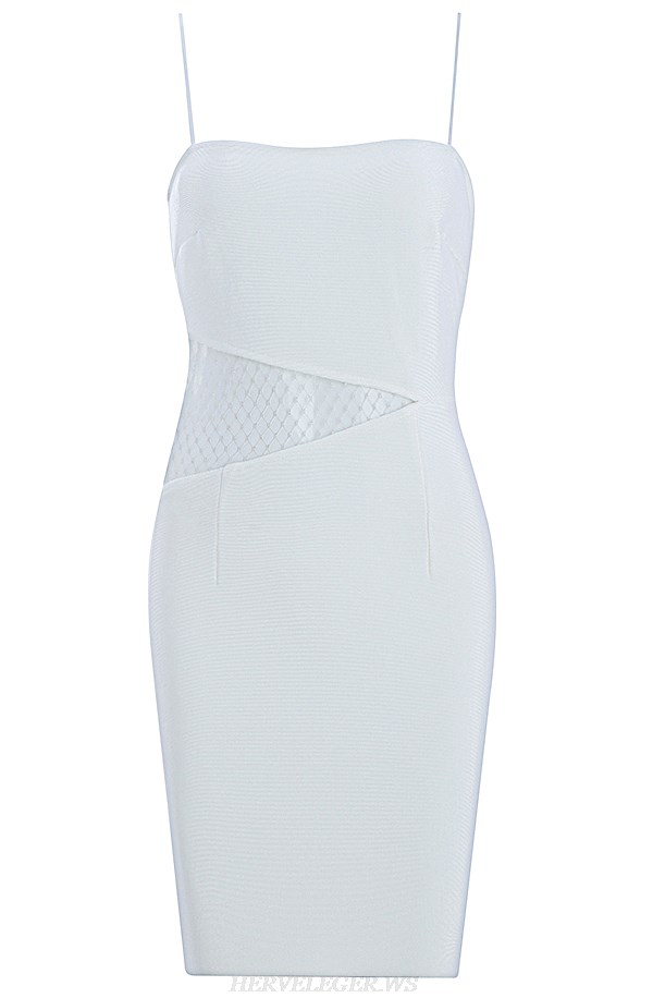 Herve Leger White Mesh Bandage Dress