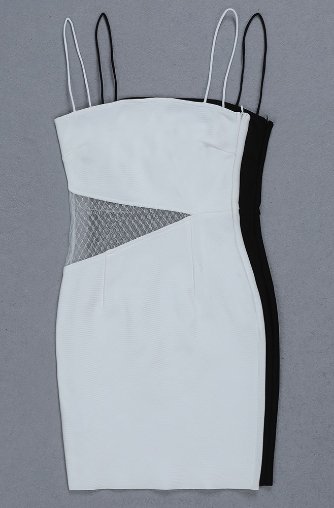 Herve Leger White Mesh Bandage Dress