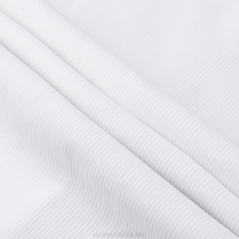 Herve Leger White Ribbed Bandage Dress