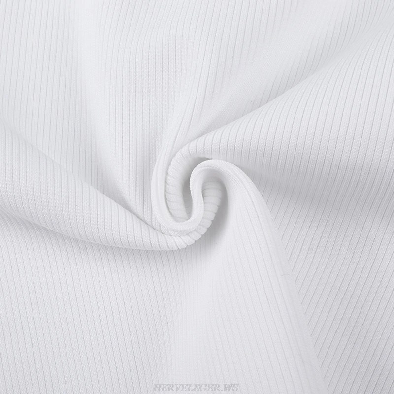 Herve Leger White Ribbed Bandage Dress