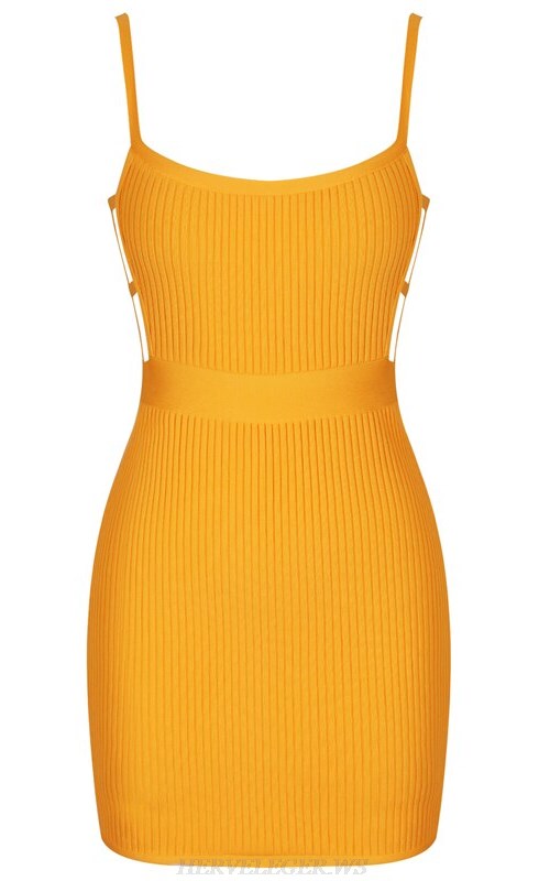 Herve Leger Amber Strappy Ribbed Bandage Dress