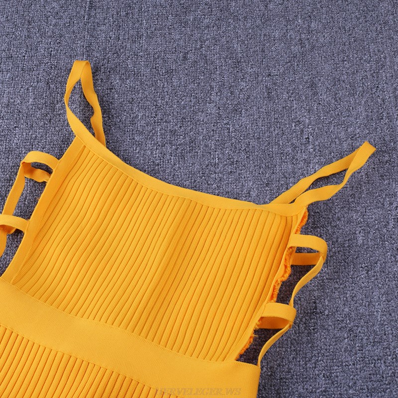 Herve Leger Amber Strappy Ribbed Bandage Dress