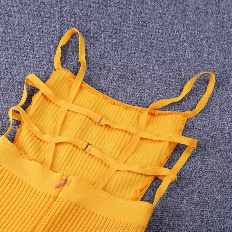 Herve Leger Amber Strappy Ribbed Bandage Dress