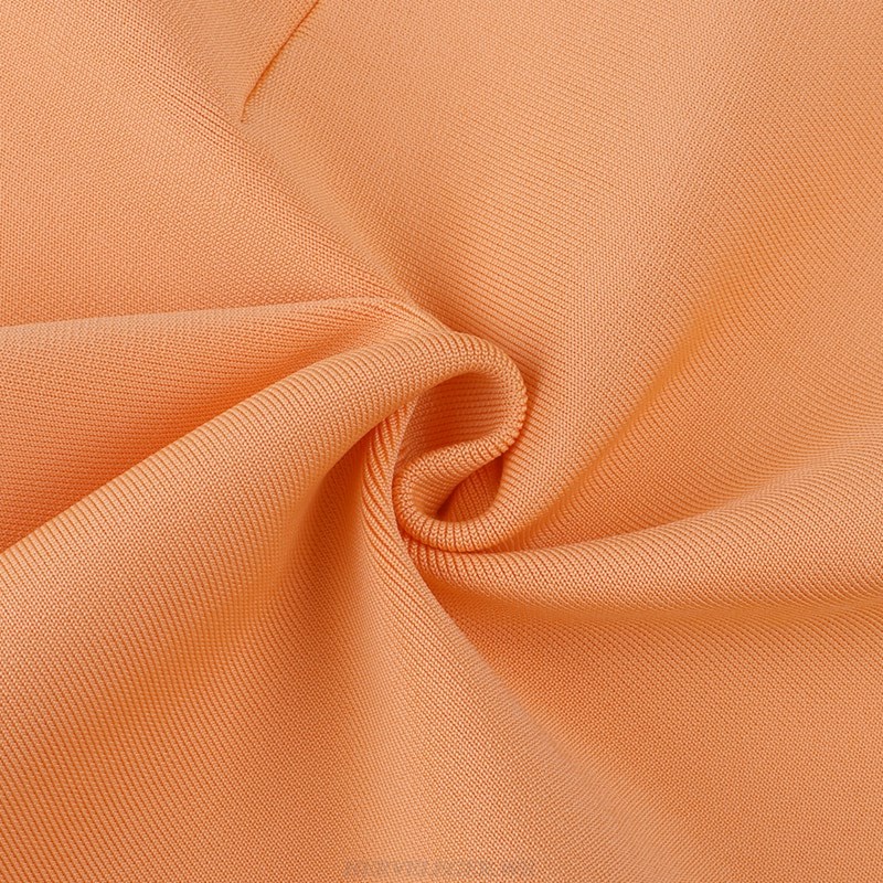 Herve Leger Peach W Neck Bandage Dress