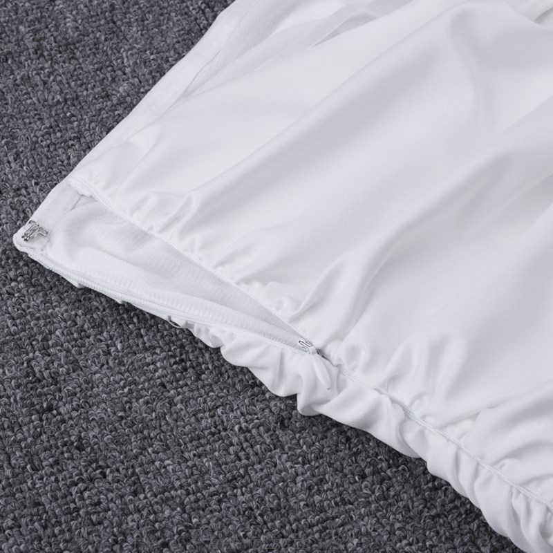 Herve Leger White Bandeau Frill Ruched Dress