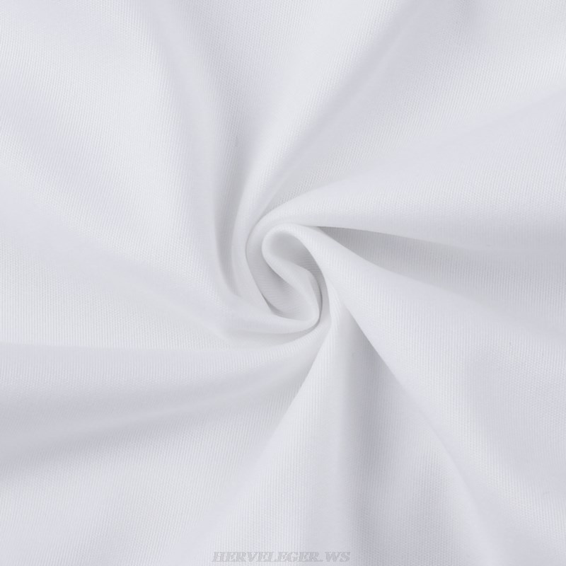 Herve Leger White Bandeau Frill Ruched Dress