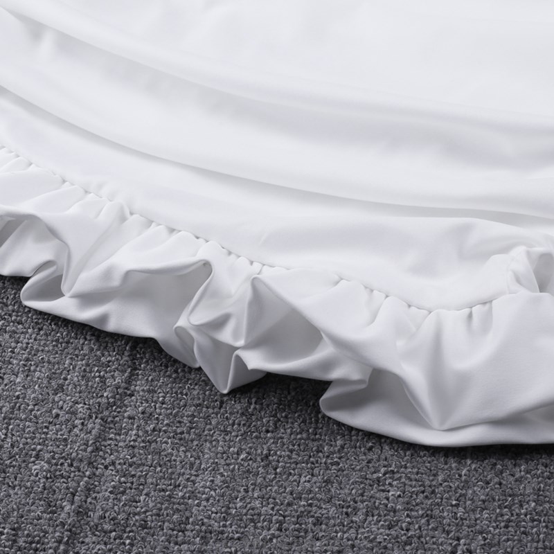 Herve Leger White Bandeau Frill Ruched Dress